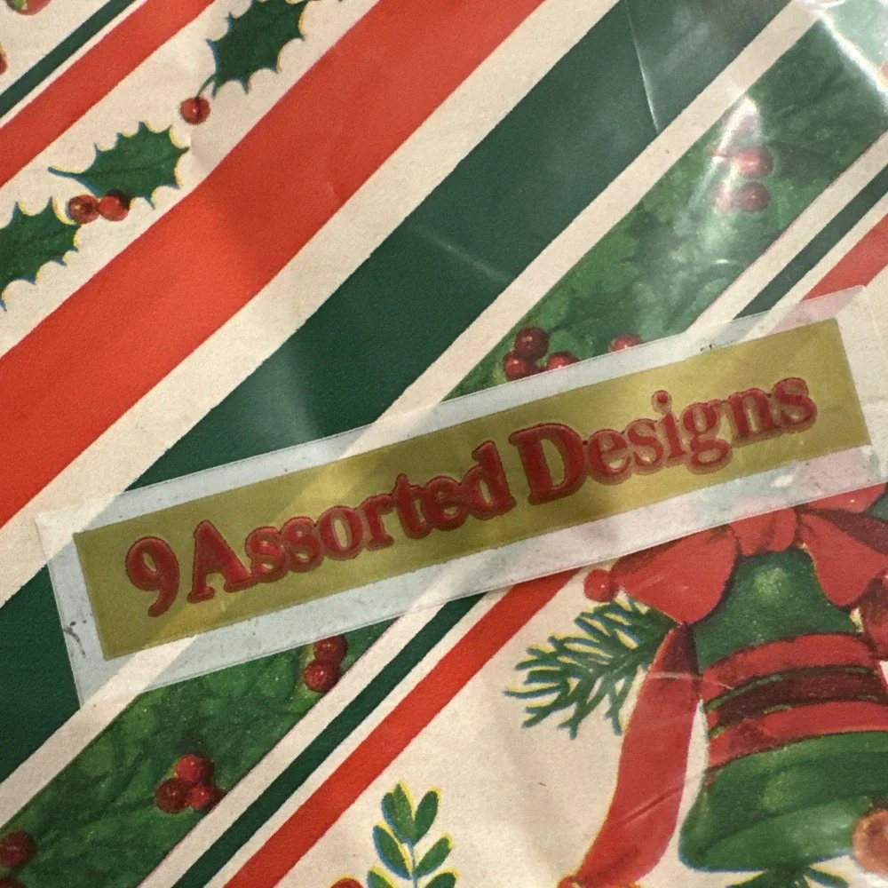 Lot‎ Of Vtg Retro Christmas Wrapping Paper 18 Sheets 9 Fun Patterns! Sealed 75sf